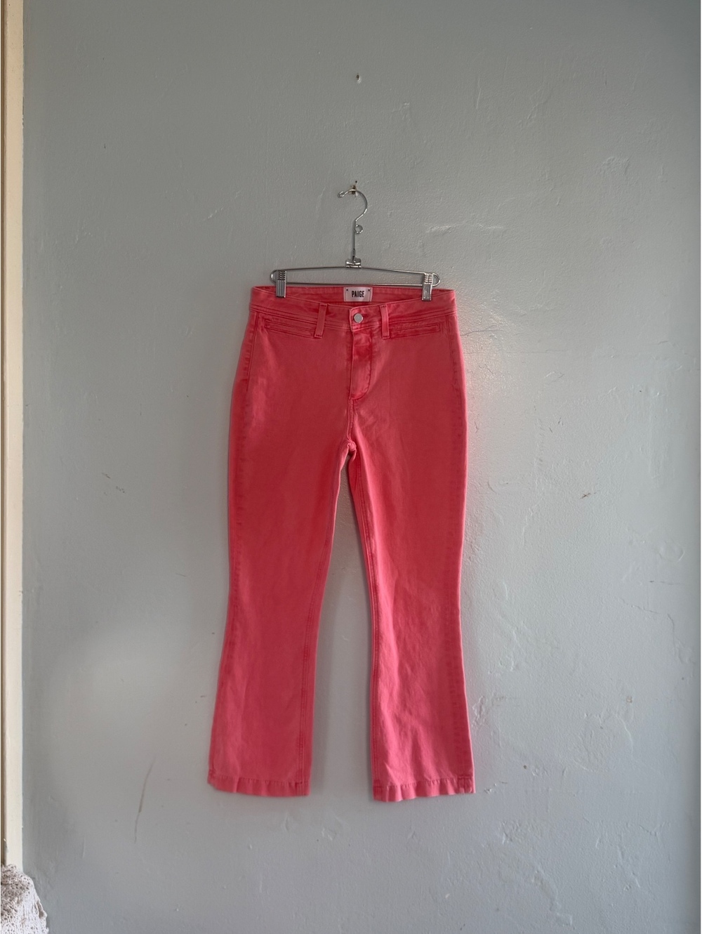 Paige Coral Pink Straight Leg Jeans